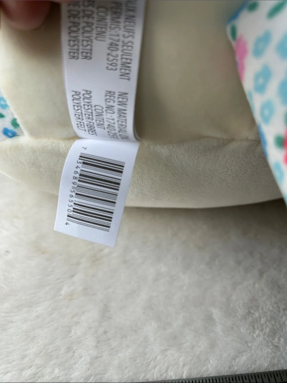 Kelsa Plush Cat Squishmallow Pillow - Cream & Light Blue Floral Accent - Brand